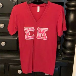 Burgundy Sigma Kappa v neck shirt
